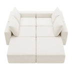 Sofá modular seccional en forma de U de 6 plazas, gris oscuro / azul marino / beige