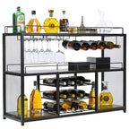 Mueble botellero negro portátil independiente con tapa de madera, para 1 persona