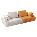 Sofá Sofá Grande Moderno Beige y Amarillo, 2 Plazas, Tela de Gamuza