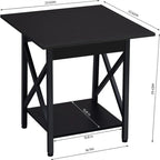 Mesa auxiliar industrial de 2 niveles, 1 pieza, gris lavado/negro/nogal rústico