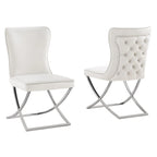 Sillas laterales tapizadas de terciopelo, respaldo curvo, juego de 2 – Beige/Dorado, Gris/Plateado, Beige/Plateado, Gris/Dorado