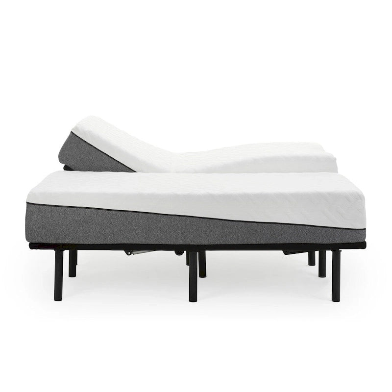 Juego de colchón viscoelástico blanco y base ajustable, 2 personas (Twin XL / Queen / Split King / Split Cal-King)