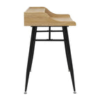 Ashwood/Cemento Escritorio Moderno con Alacena y Patas Metálicas – 1 Persona