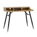 Ashwood/Cemento Escritorio Moderno con Alacena y Patas Metálicas – 1 Persona