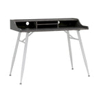 Ashwood/Cemento Escritorio Moderno con Alacena y Patas Metálicas – 1 Persona