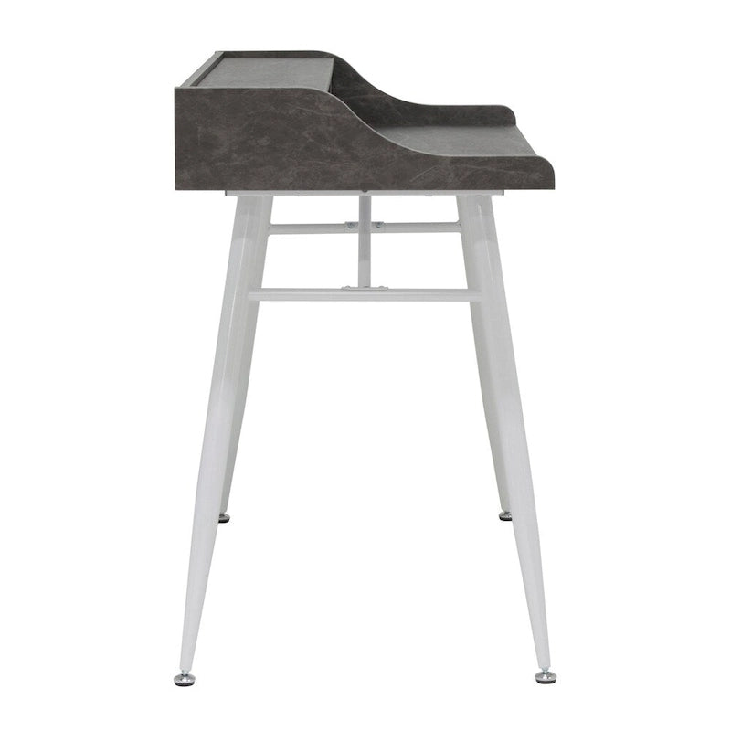 Ashwood/Cemento Escritorio Moderno con Alacena y Patas Metálicas – 1 Persona