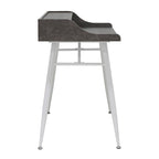 Ashwood/Cemento Escritorio Moderno con Alacena y Patas Metálicas – 1 Persona