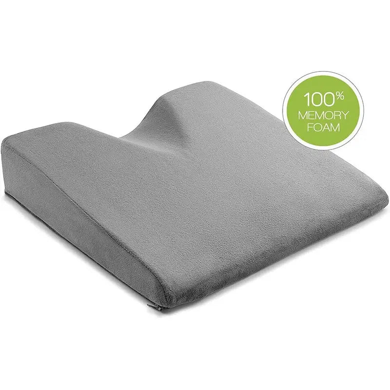 Cojín de cuña de espuma viscoelástica gris/azul para asiento de coche – Alivio del dolor, 1 persona