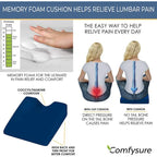 Cojín de cuña de espuma viscoelástica gris/azul para asiento de coche – Alivio del dolor, 1 persona