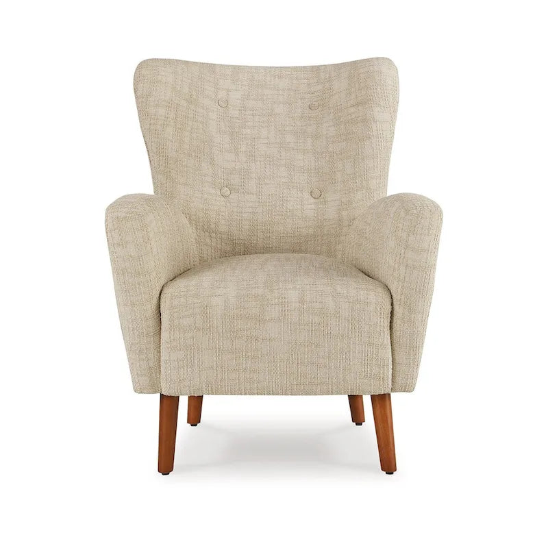 Sillón decorativo beige y marrón, tapizado, de un solo asiento