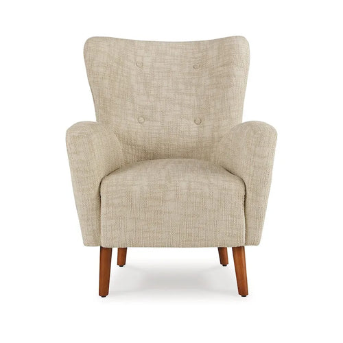Sillón decorativo beige y marrón, tapizado, de un solo asiento