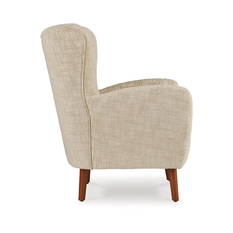 Sillón decorativo beige y marrón, tapizado, de un solo asiento