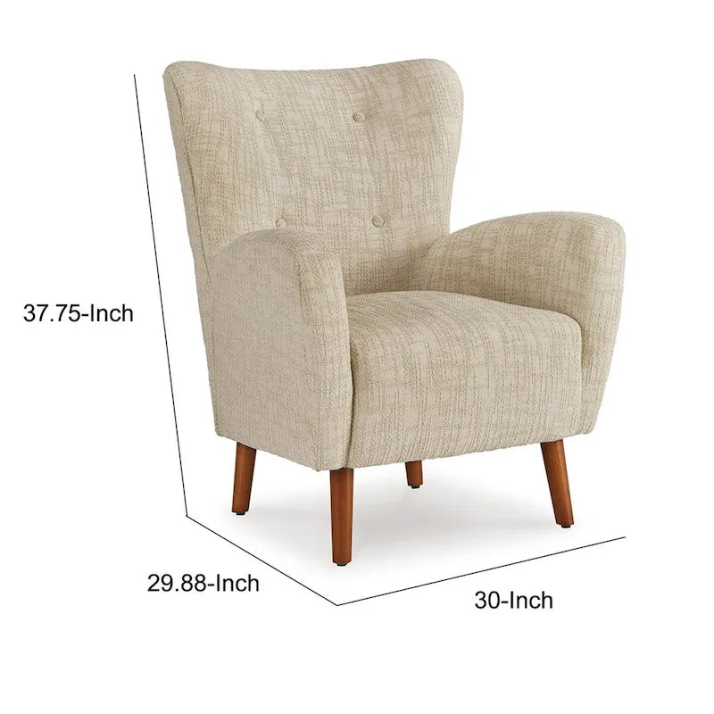 Sillón decorativo beige y marrón, tapizado, de un solo asiento