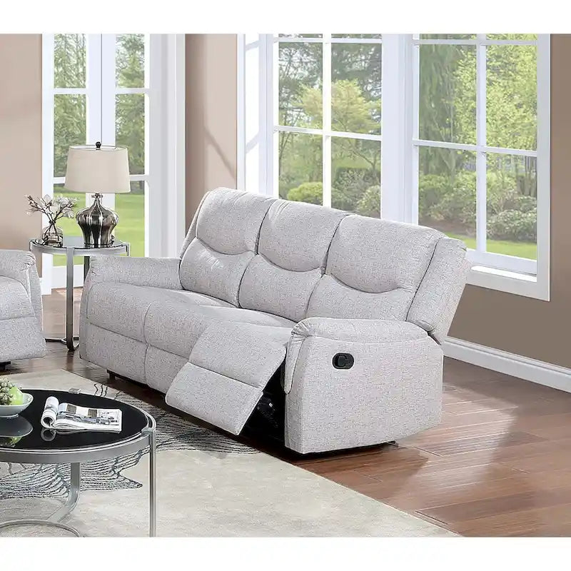 Sofá reclinable manual Sincere Bone / Gris Oscuro, 3 plazas