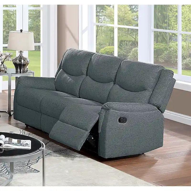 Sofá reclinable manual Sincere Bone / Gris Oscuro, 3 plazas