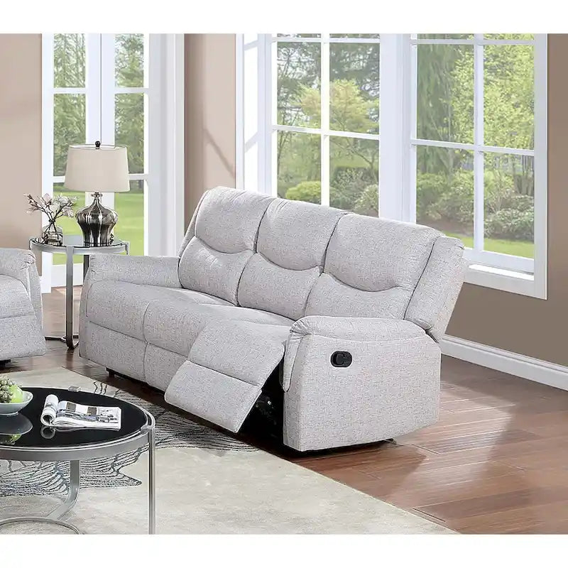 Sofá reclinable manual Sincere Bone / Gris Oscuro, 3 plazas