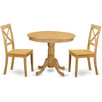 Juego de comedor redondo de roble, 3 piezas, 2 plazas