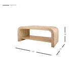 Mesa de centro/auxiliar de ratán natural con estante abierto