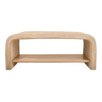Mesa de centro/auxiliar de ratán natural con estante abierto