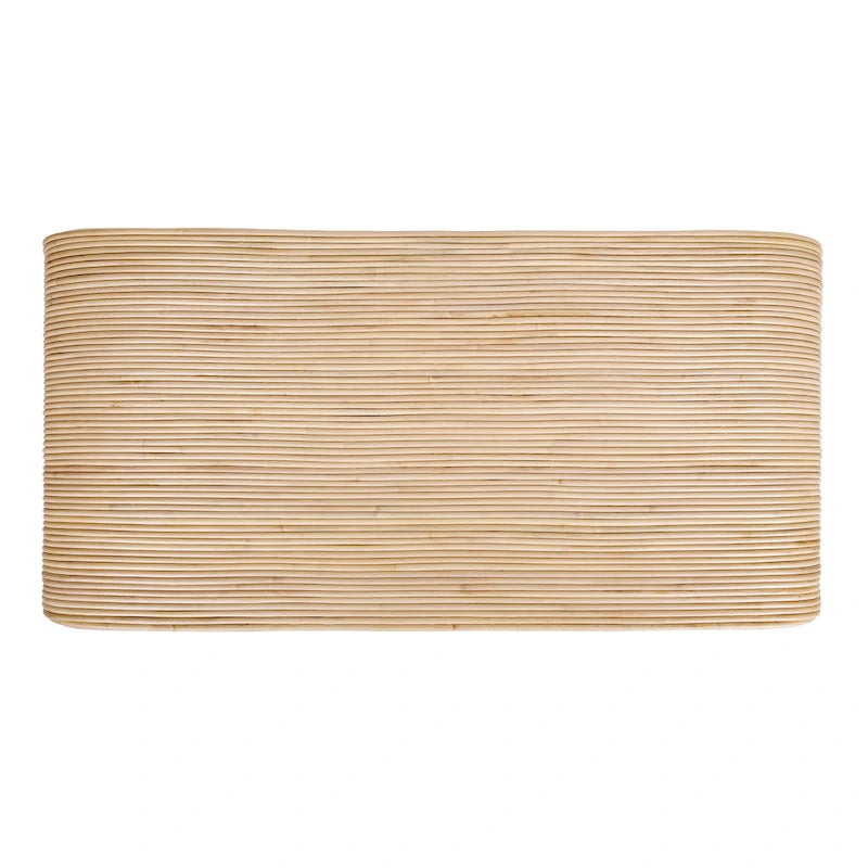 Mesa de centro/auxiliar de ratán natural con estante abierto