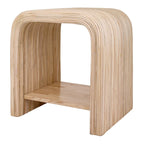 Mesa de centro/auxiliar de ratán natural con estante abierto
