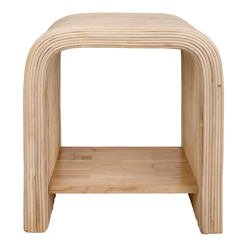 Mesa de centro/auxiliar de ratán natural con estante abierto