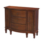 Gabinete de consola cerezo marrón/marrón/beige antiguo, 3 cajones y 2 puertas