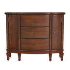 Gabinete de consola cerezo marrón/marrón/beige antiguo, 3 cajones y 2 puertas