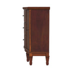 Gabinete de consola cerezo marrón/marrón/beige antiguo, 3 cajones y 2 puertas