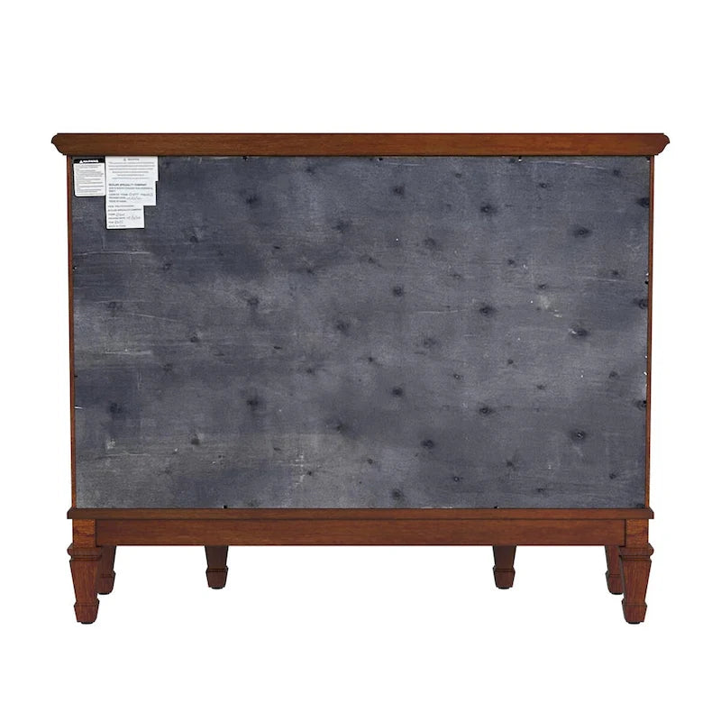 Gabinete de consola cerezo marrón/marrón/beige antiguo, 3 cajones y 2 puertas