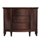 Gabinete de consola cerezo marrón/marrón/beige antiguo, 3 cajones y 2 puertas