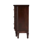 Gabinete de consola cerezo marrón/marrón/beige antiguo, 3 cajones y 2 puertas