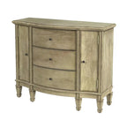 Gabinete de consola cerezo marrón/marrón/beige antiguo, 3 cajones y 2 puertas