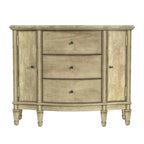 Gabinete de consola cerezo marrón/marrón/beige antiguo, 3 cajones y 2 puertas