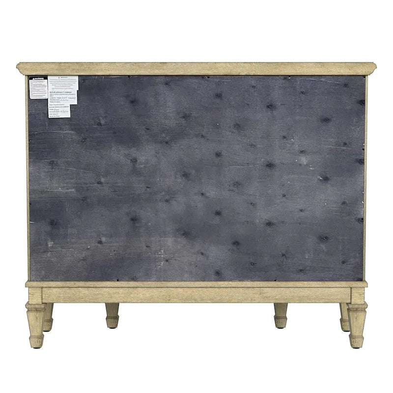 Gabinete de consola cerezo marrón/marrón/beige antiguo, 3 cajones y 2 puertas
