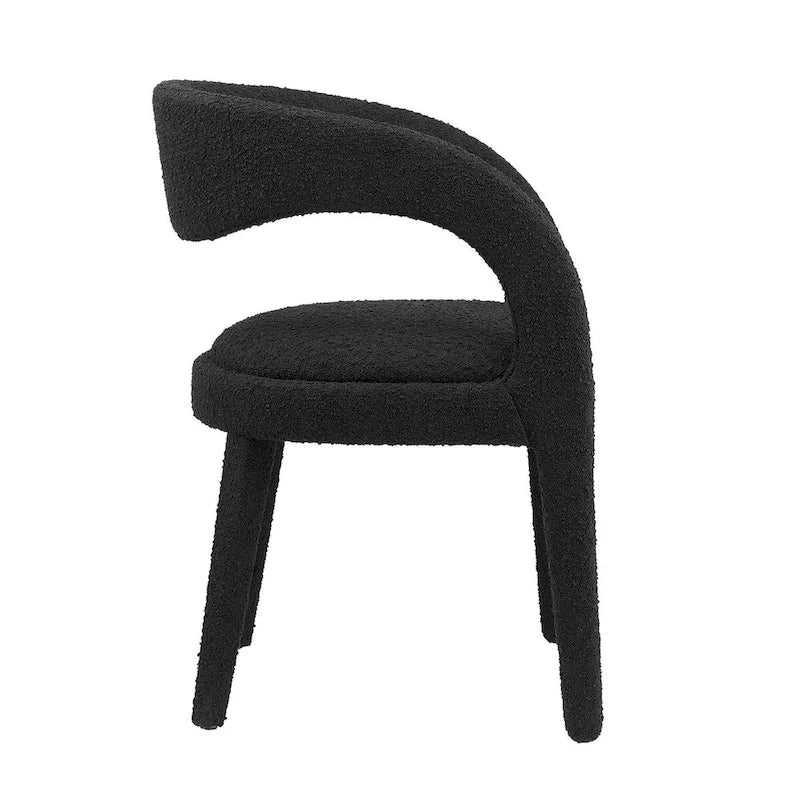 Sillas de comedor tapizadas en Boucle Negro/Marfil/Gris Topo, juego de 2