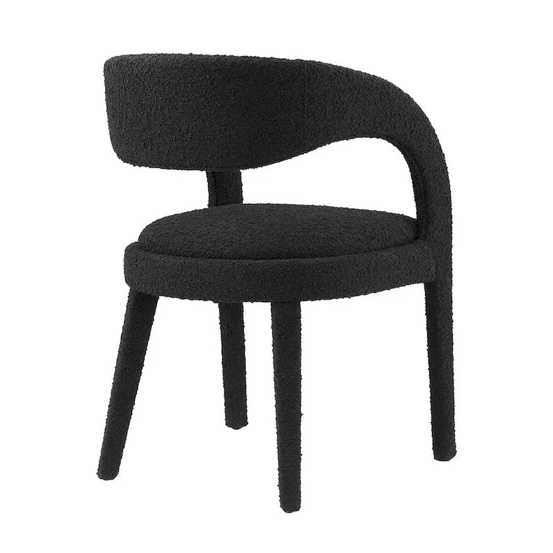 Sillas de comedor tapizadas en Boucle Negro/Marfil/Gris Topo, juego de 2