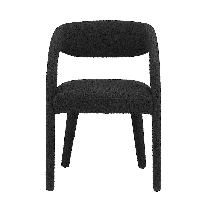 Sillas de comedor tapizadas en Boucle Negro/Marfil/Gris Topo, juego de 2