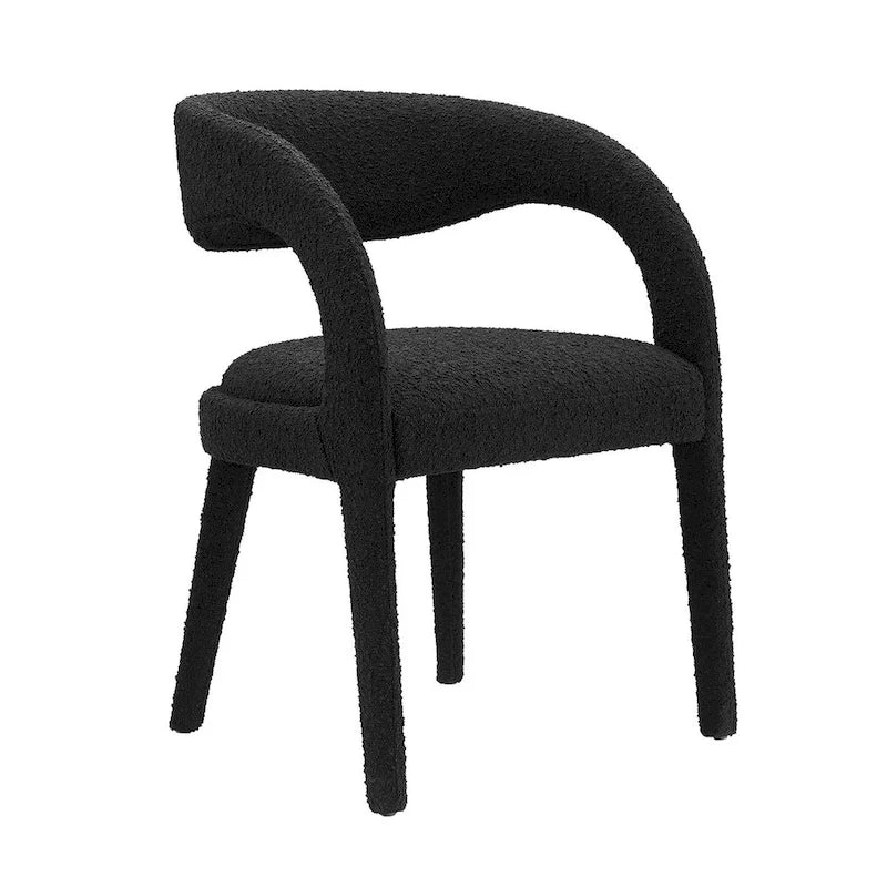 Sillas de comedor tapizadas en Boucle Negro/Marfil/Gris Topo, juego de 2