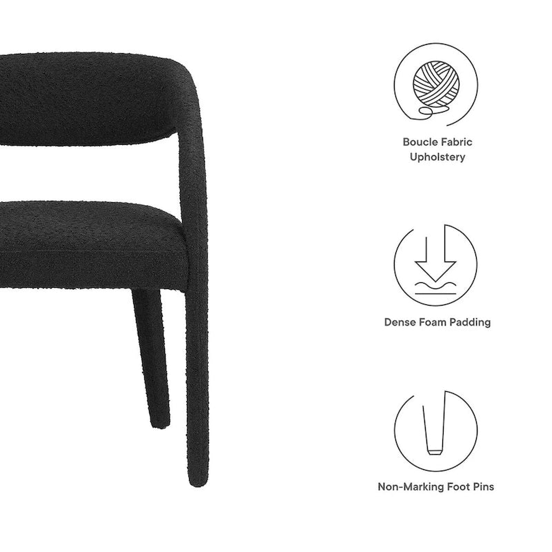 Sillas de comedor tapizadas en Boucle Negro/Marfil/Gris Topo, juego de 2