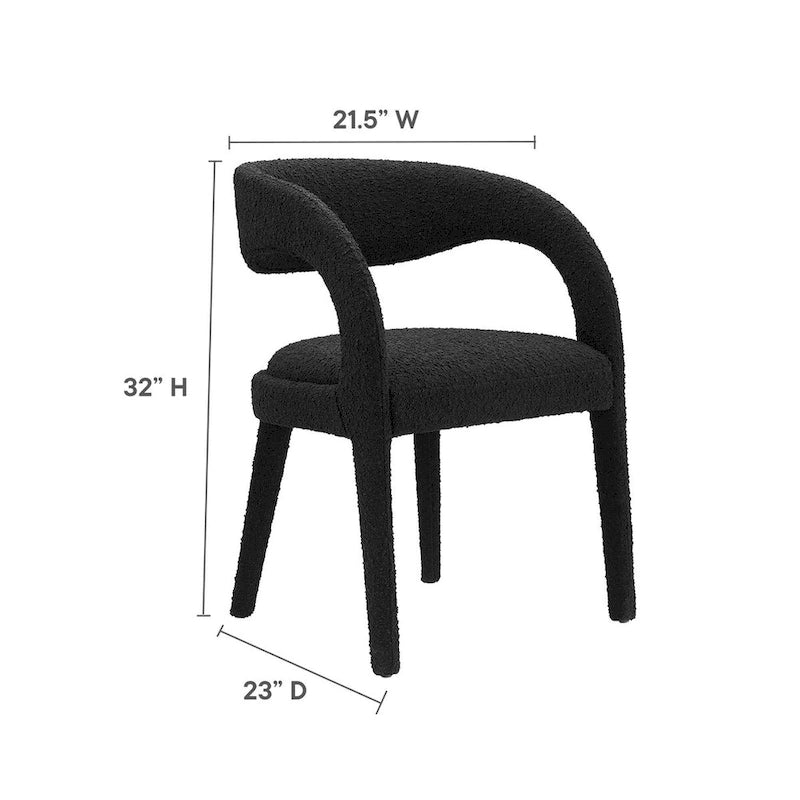 Sillas de comedor tapizadas en Boucle Negro/Marfil/Gris Topo, juego de 2