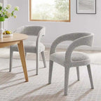 Sillas de comedor tapizadas en Boucle Negro/Marfil/Gris Topo, juego de 2