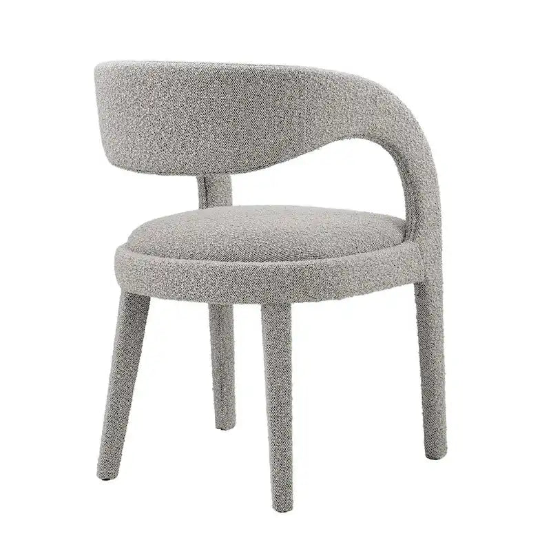 Sillas de comedor tapizadas en Boucle Negro/Marfil/Gris Topo, juego de 2