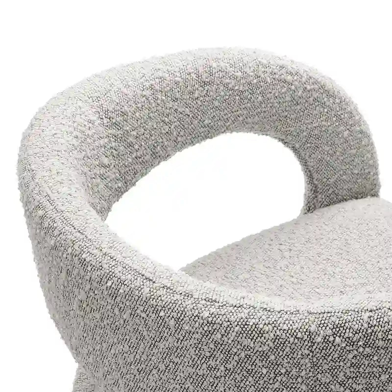 Sillas de comedor tapizadas en Boucle Negro/Marfil/Gris Topo, juego de 2