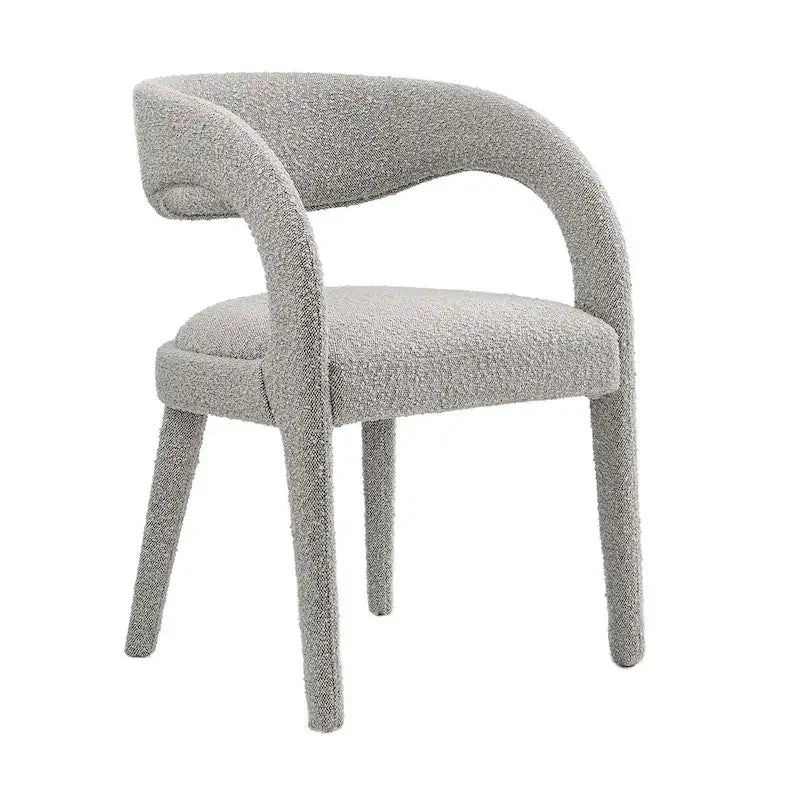Sillas de comedor tapizadas en Boucle Negro/Marfil/Gris Topo, juego de 2
