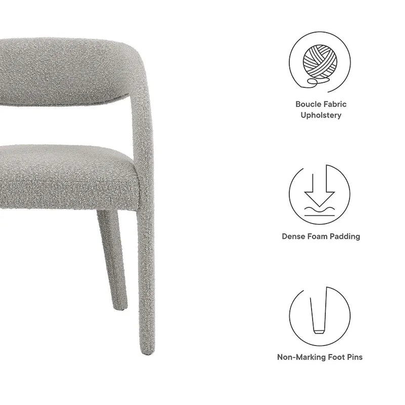 Sillas de comedor tapizadas en Boucle Negro/Marfil/Gris Topo, juego de 2
