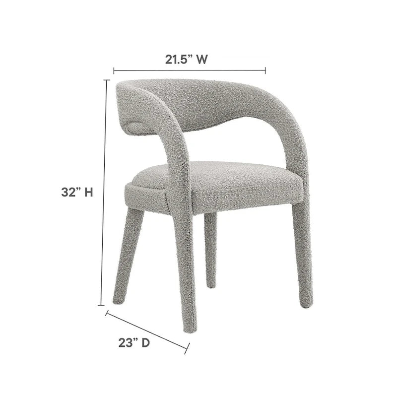 Sillas de comedor tapizadas en Boucle Negro/Marfil/Gris Topo, juego de 2