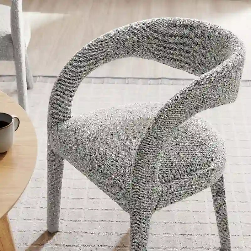 Sillas de comedor tapizadas en Boucle Negro/Marfil/Gris Topo, juego de 2