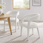Sillas de comedor tapizadas en Boucle Negro/Marfil/Gris Topo, juego de 2