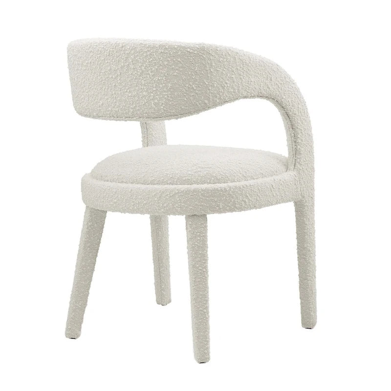 Sillas de comedor tapizadas en Boucle Negro/Marfil/Gris Topo, juego de 2